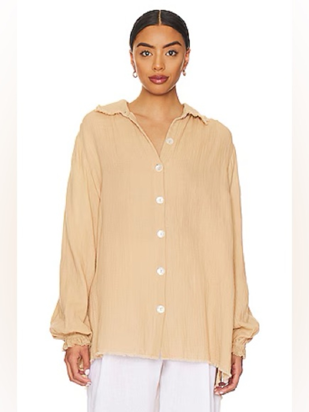 Show Me Your Mumu Captain Button Down Tunic Top Tanlines Cotton Gauze Size Small